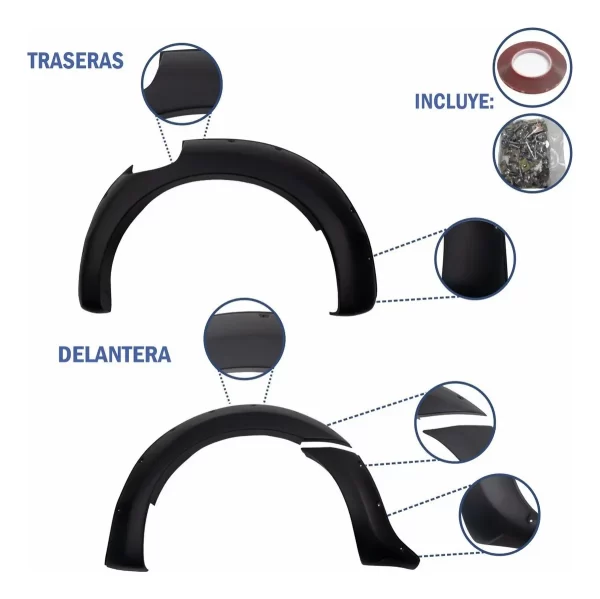 Cantoneras Lisas Negro Mate Para Ranger Xlt 6 Pulgadas 2024