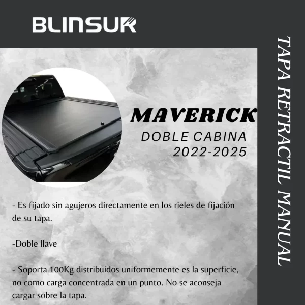 Tapa Cubre Batea Retractil Manual Maverick D Cab. 2022-2025