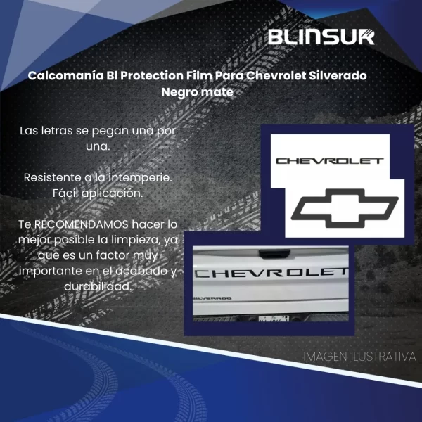 Calcomanía  Bl Protection Film Para Chevrolet Silverado