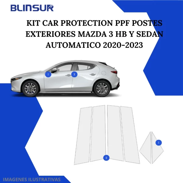 Kit Car Ppf Y Fibra De Carbono Mazda 2 20-23 Hb/sedan Autom.