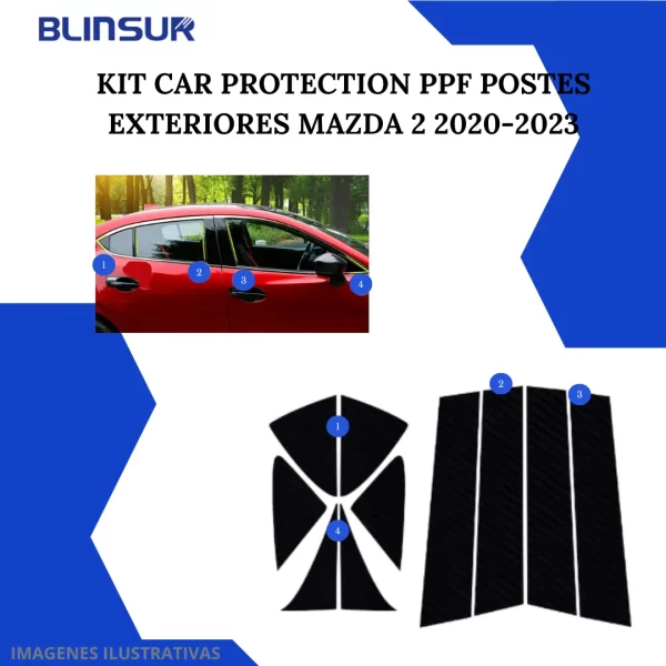 Kit Car Proteccion De Ppf Y Fibra De Carbono Mazda 2 20-23