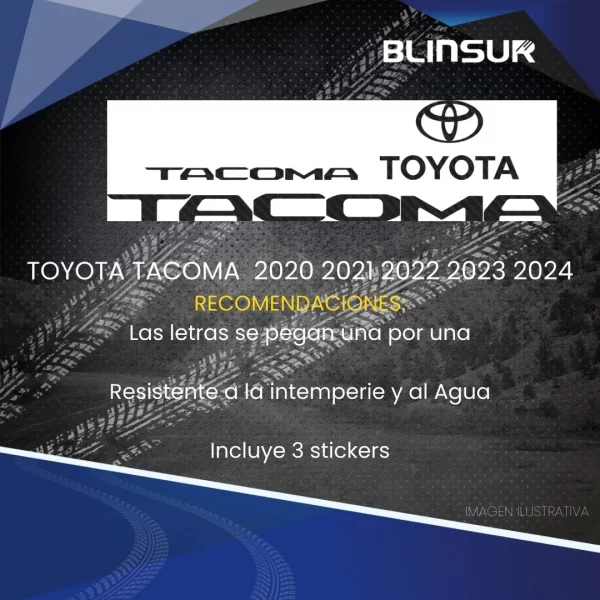 Letras Bl Emblema Logo Tacoma Tapa Batea De Caja 2020 - 2024