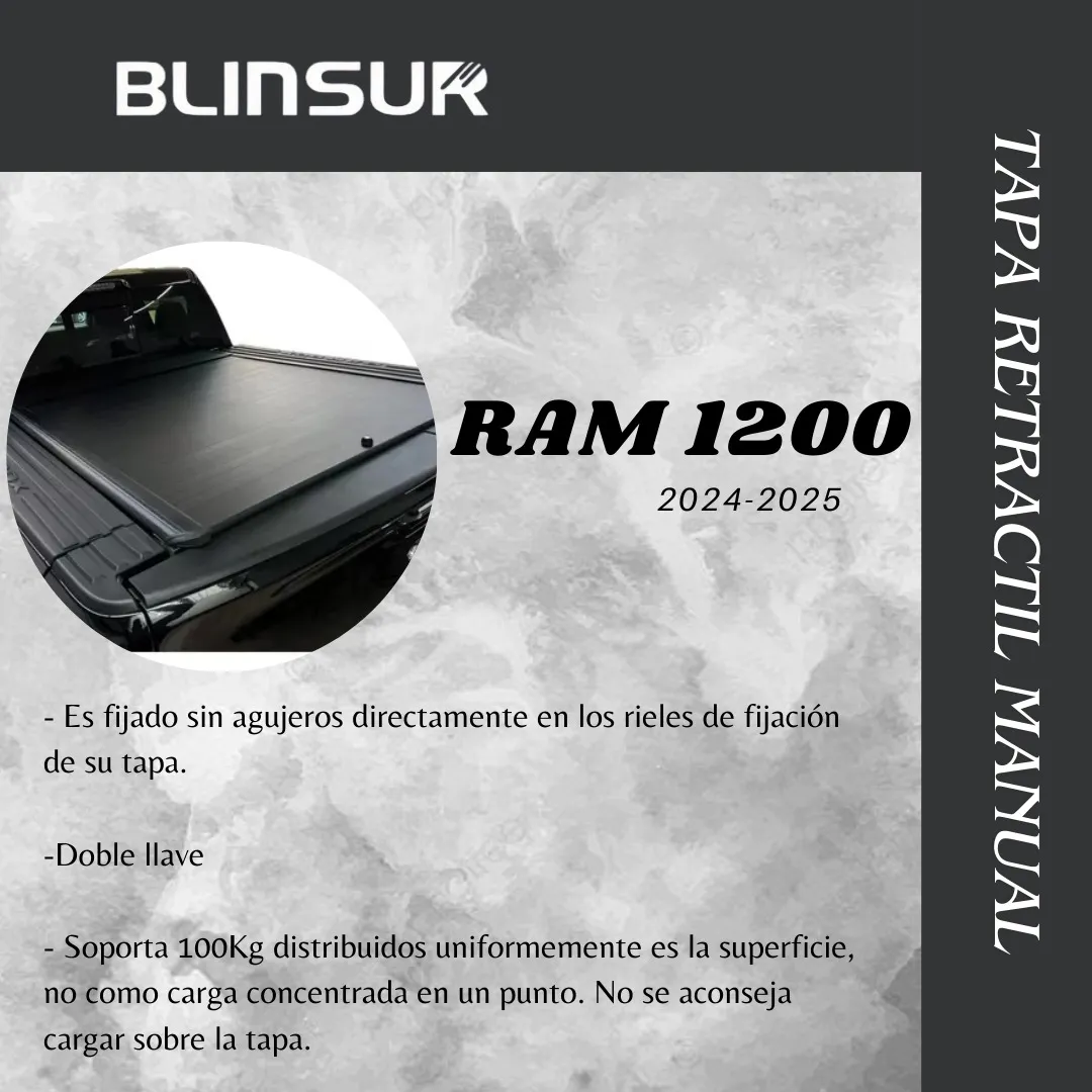 Tapa Retractil Manual Para Ram 1200 2024-2025 Doble Cabina - Image 4