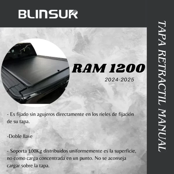 Tapa Retractil Manual Para Ram 1200 2024-2025 Doble Cabina