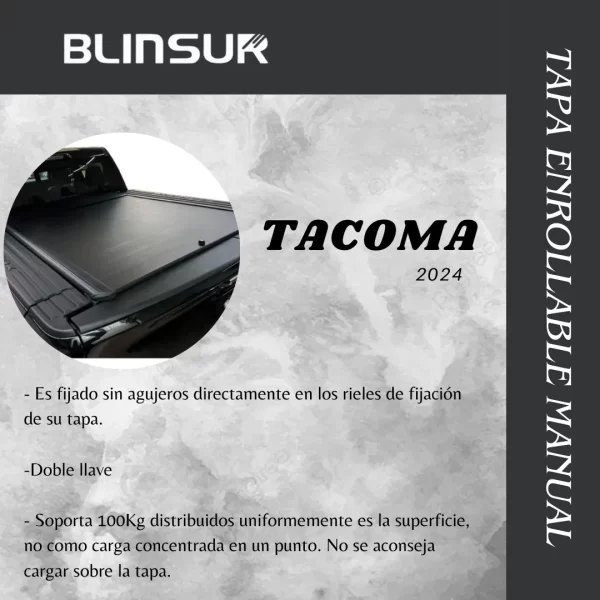 Tapa Cubre Batea Enrollable Manual Para Tacoma 2024