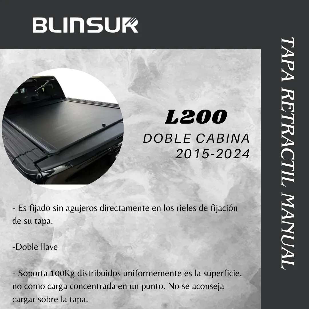 Tapa Cubre Batea Retractil Manual Mitsu L200 2015 2024 - Image 4