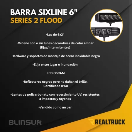 Barra Led Sixline 6  Gr Blackout Series 2 Par Flood - Image 4