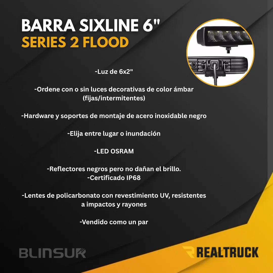 Barra Led Sixline 6  Gr Blackout Series 2 Par Flood - Image 4