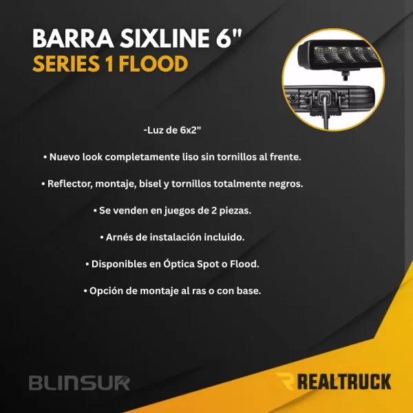 Barra Led Sixline 6  Gr Blackout Series 1 Par Flood