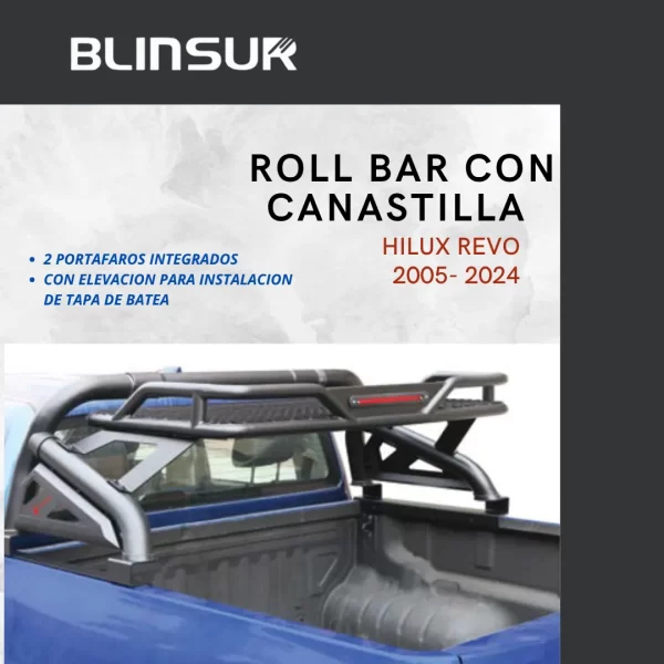Roll Bar Con Canastilla Y Luz Stop Hilux Revo 2005 2024