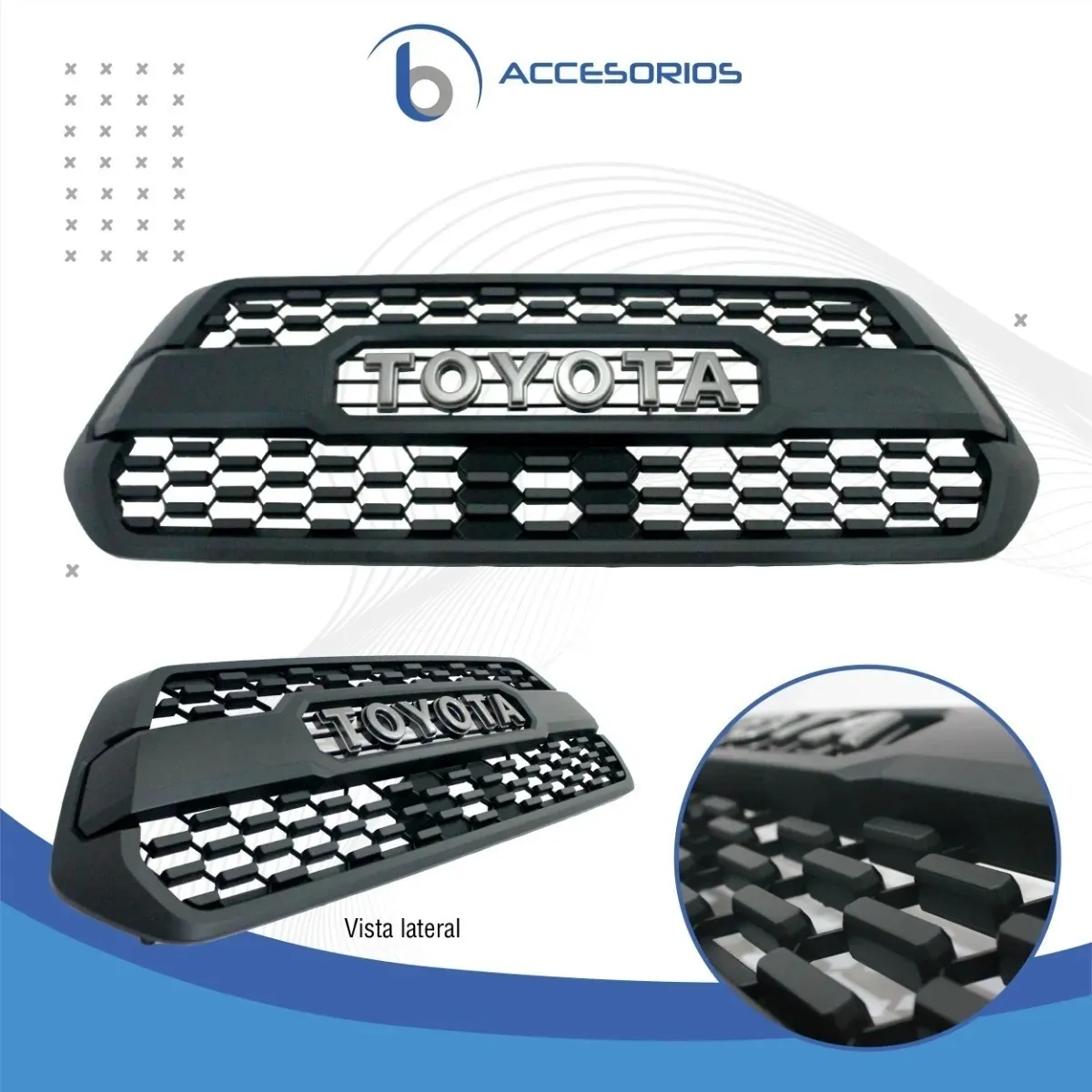 Parrilla Toyota Tacoma 2018 2019 Negra Con Emblema Plateado - Image 4