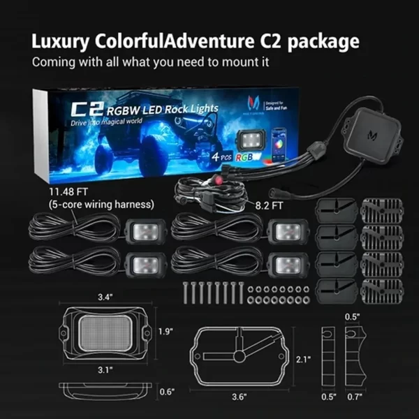 Luz Roca Rgb Led Mictuning C2 Rock Light Jeep Rzr Utv 4 Pzas