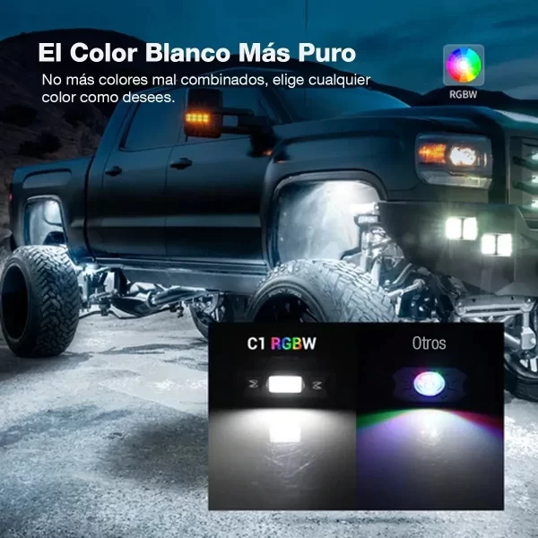 Luz Roca Rgb Led Mictuning C2 Rock Light Jeep Rzr Utv 8 Pzas