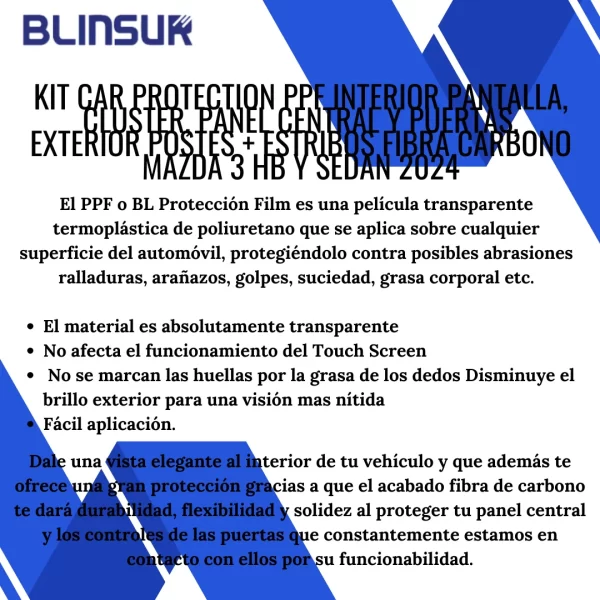 Kit Car Ppf Y Fibra De Carbono Para Mazda 3 2024 Hb Y Sedan