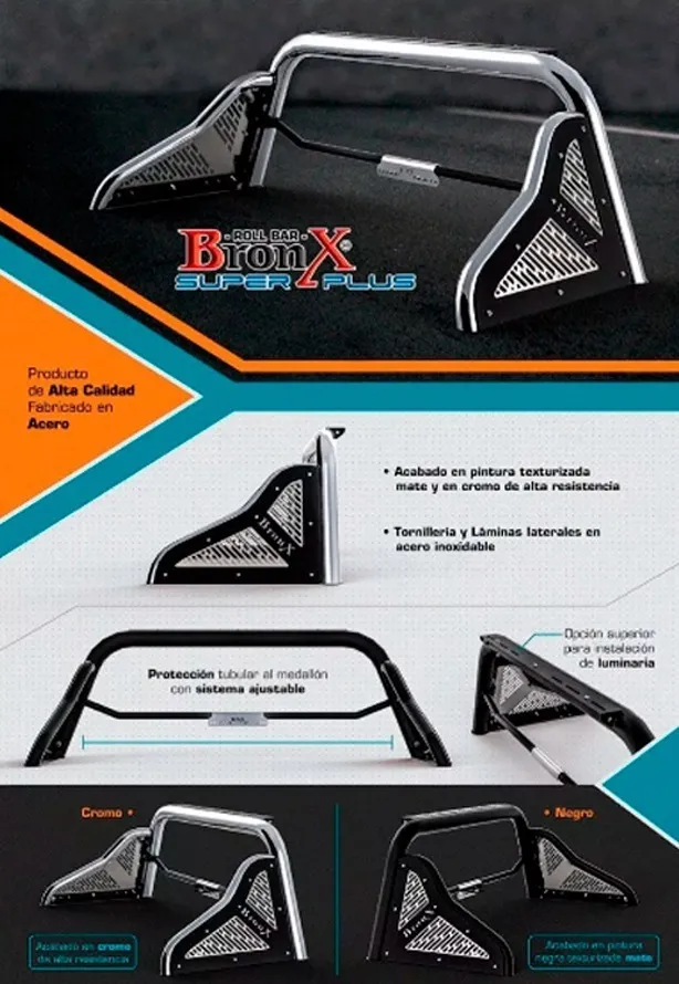 Roll Bar Bronco Superplus Nissan Np300 4 Cil 2016-2020 Cromo - Image 5