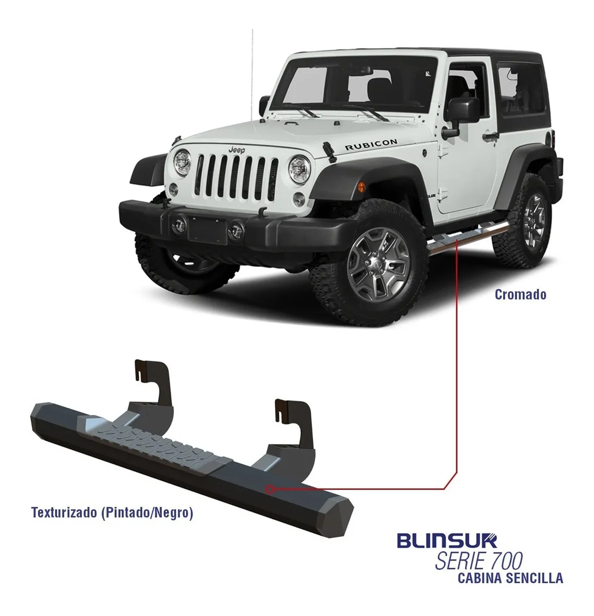 Par De Estribos Gowest Serie700 Wrangler 2007-2018 C.s. Cro - Image 5