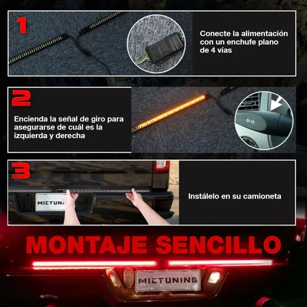 Mictuning Barra Luz Triple Led Puerta Trasera Aluminio 60in