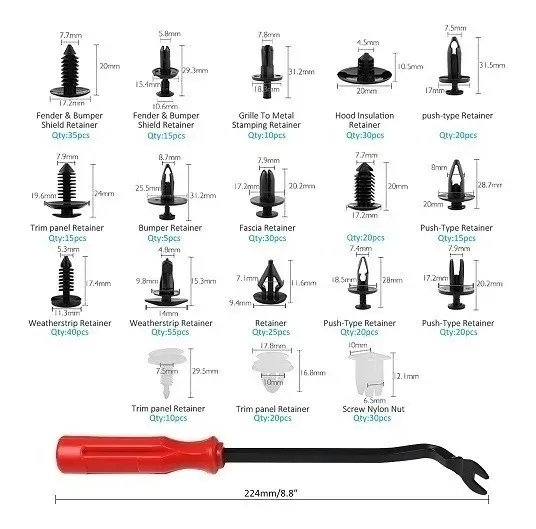 Kit Estuche 415 Grapas Automotrices 18 Modelos Y Quitagrapas