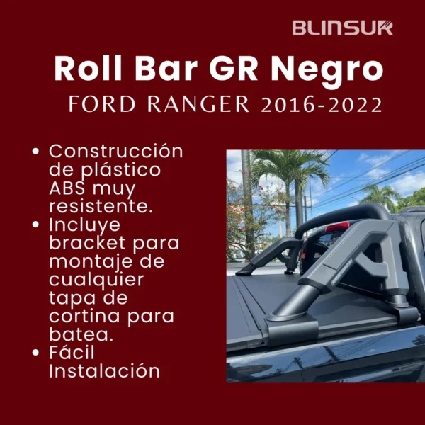 Roll Bar Gr Negro Para Ford Ranger 2016-2022 Go Rhino