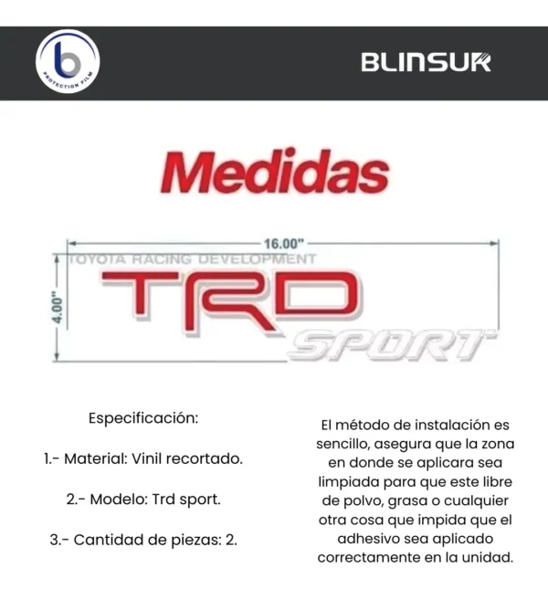 Calcomania Trd Sport Toyota Tacoma Calca Sticker Vinil